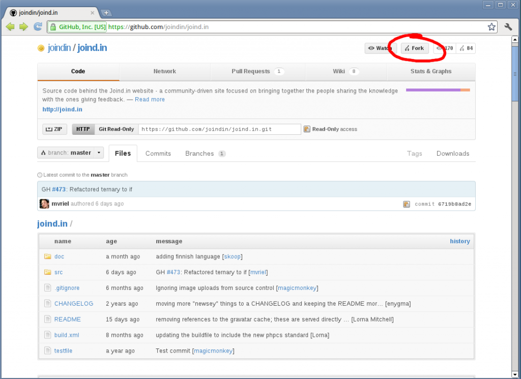 Fork the main repo by clicking the "Fork" button at the top right Fork the main repo by clicking the "Fork" button at the top right