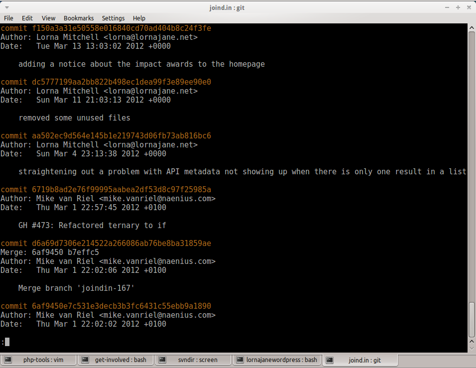 Output of git log command Output of git log command